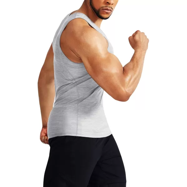 NELEUS Mens 3 Pack Dry Fit Compression Tank Top5074 Light Grey3 Pack