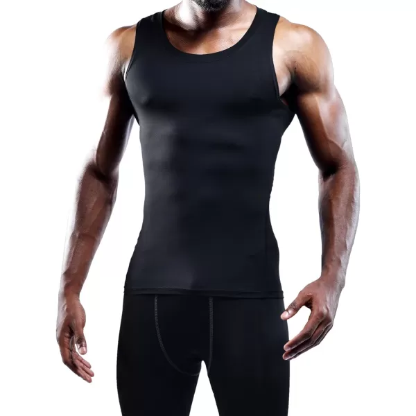 NELEUS Mens 3 Pack Dry Fit Compression Tank Top802 3 PackblackBlackBlack