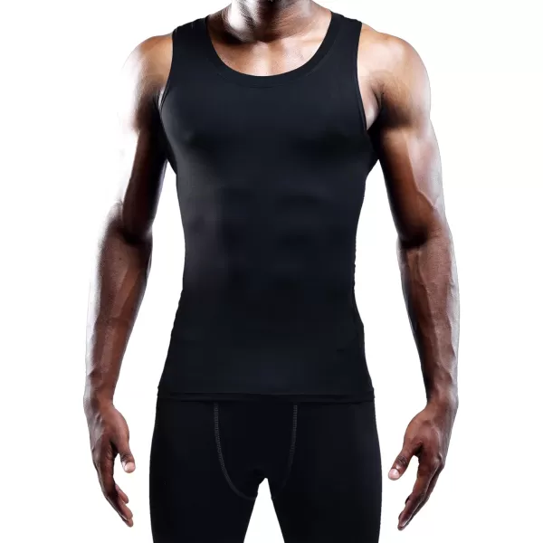 NELEUS Mens 3 Pack Dry Fit Compression Tank Top802 3 PackblackBlackBlack