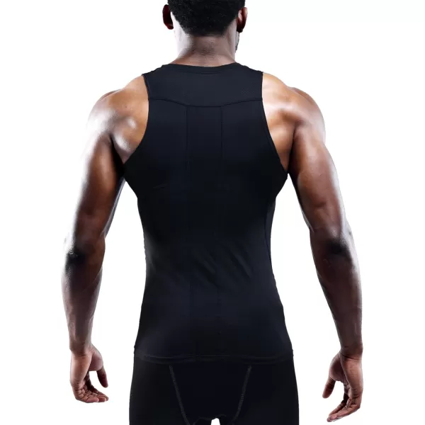 NELEUS Mens 3 Pack Dry Fit Compression Tank Top802 3 PackblackBlackBlack