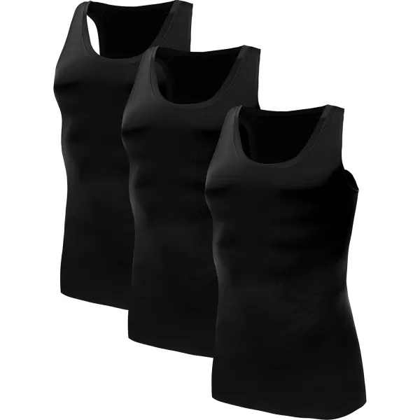 NELEUS Mens 3 Pack Dry Fit Compression Tank Top802 3 PackblackBlackBlack