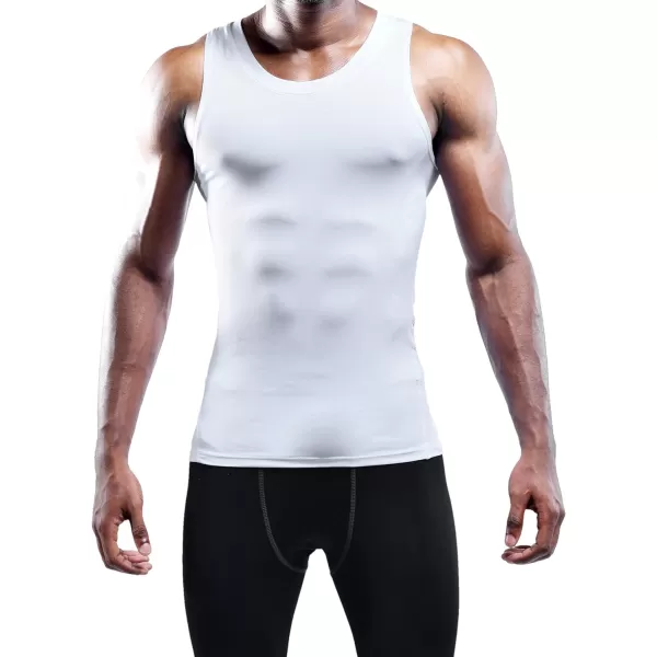 NELEUS Mens 3 Pack Dry Fit Compression Tank Top802 3 PackwhiteWhiteWhite