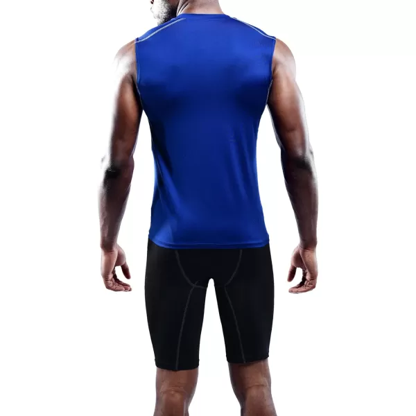 NELEUS Mens 3 Pack Dry Fit Compression Tank Top803 BlackWhiteBlue3 Pack