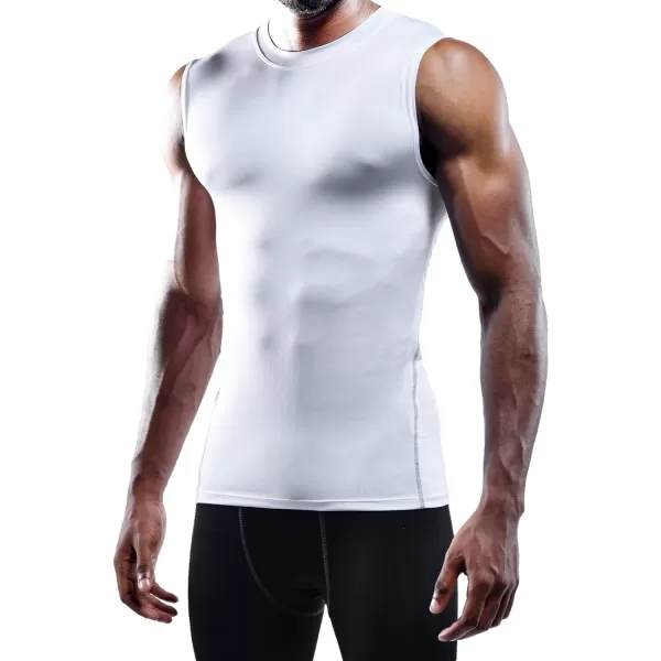 NELEUS Mens 3 Pack Dry Fit Compression Tank Top803 WhiteWhiteWhite3 Pack