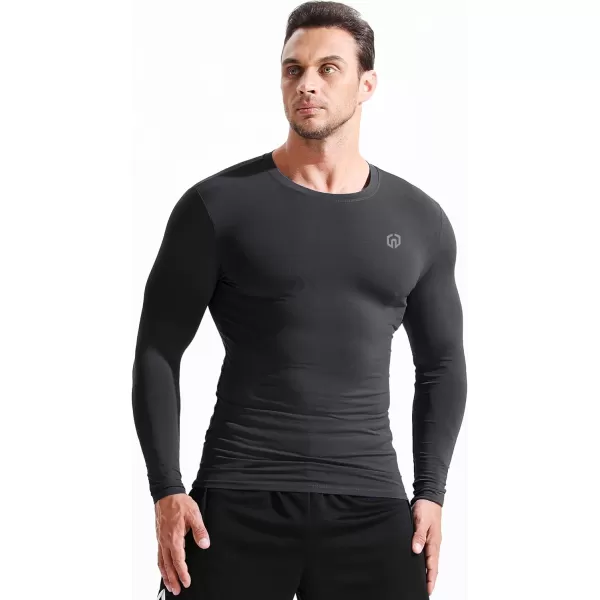 NELEUS Mens 3 Pack Dry Fit Long Sleeve Compression Shirts Workout Running Shirts5020 BlackBlackBlack