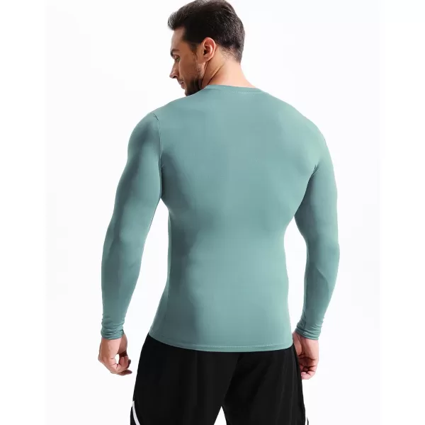 NELEUS Mens 3 Pack Dry Fit Long Sleeve Compression Shirts Workout Running Shirts5020 BlackGreyBlackish Green