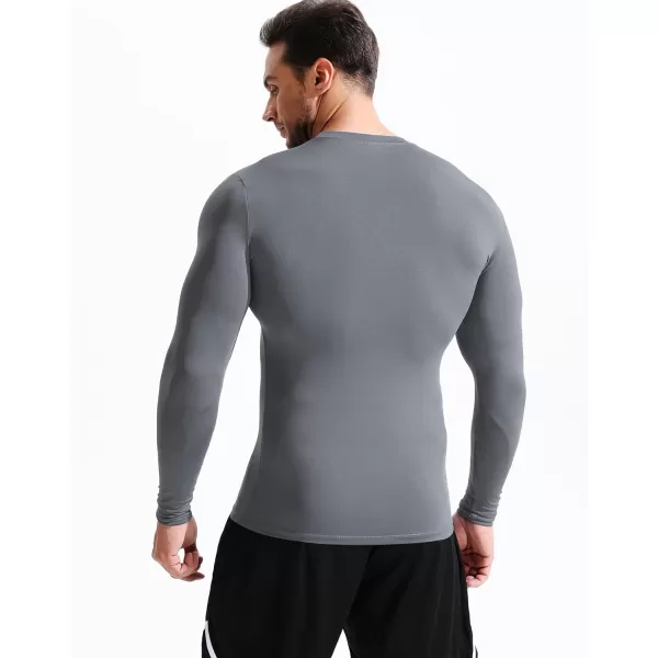 NELEUS Mens 3 Pack Dry Fit Long Sleeve Compression Shirts Workout Running Shirts5020 BlackGreyPink