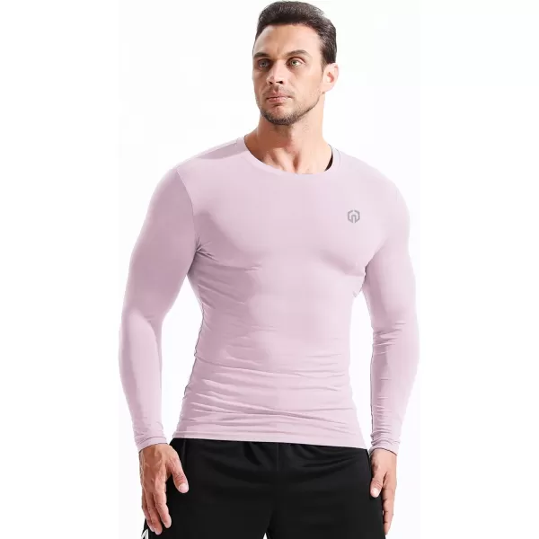 NELEUS Mens 3 Pack Dry Fit Long Sleeve Compression Shirts Workout Running Shirts5020 BlackGreyPink