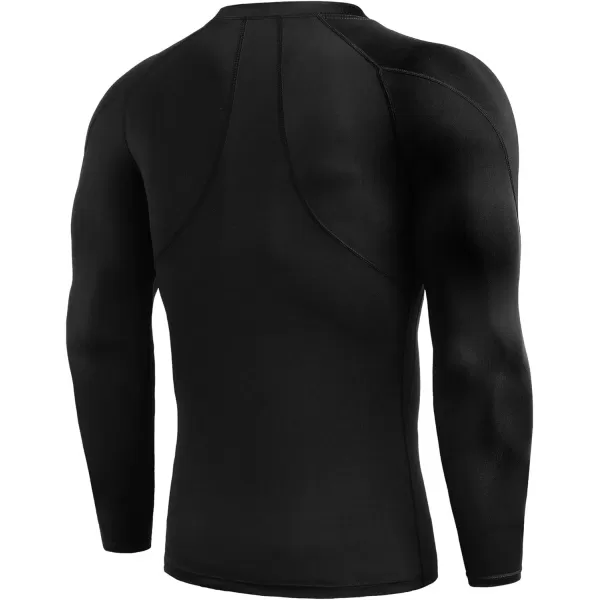 NELEUS Mens 3 Pack Dry Fit Long Sleeve Compression Shirts Workout Running Shirts5030 BlackGreyBlue3 Pack