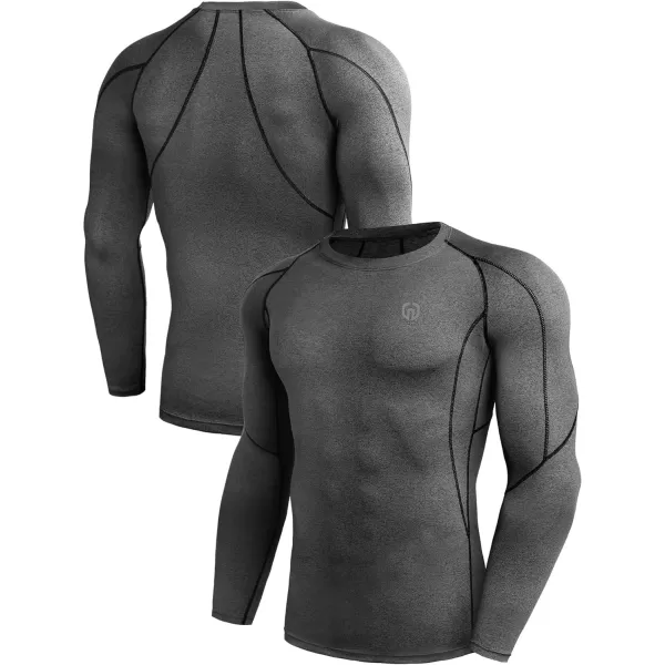 NELEUS Mens 3 Pack Dry Fit Long Sleeve Compression Shirts Workout Running Shirts5030 BlackGreyBlue3 Pack
