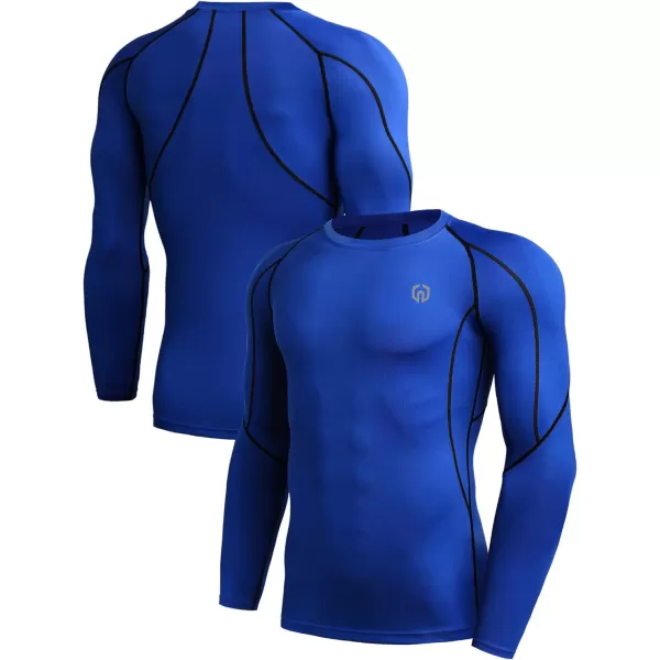 NELEUS Mens 3 Pack Dry Fit Long Sleeve Compression Shirts Workout Running Shirts5030 BlackGreyBlue3 Pack