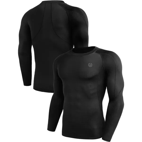 NELEUS Mens 3 Pack Dry Fit Long Sleeve Compression Shirts Workout Running Shirts5030 BlackGreyBlue3 Pack