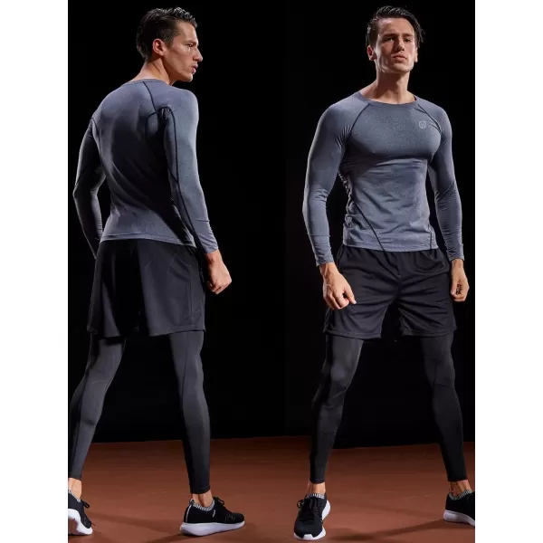 NELEUS Mens 3 Pack Dry Fit Long Sleeve Compression Shirts Workout Running Shirts5035 BlackGreyNavy Blue3 Pack