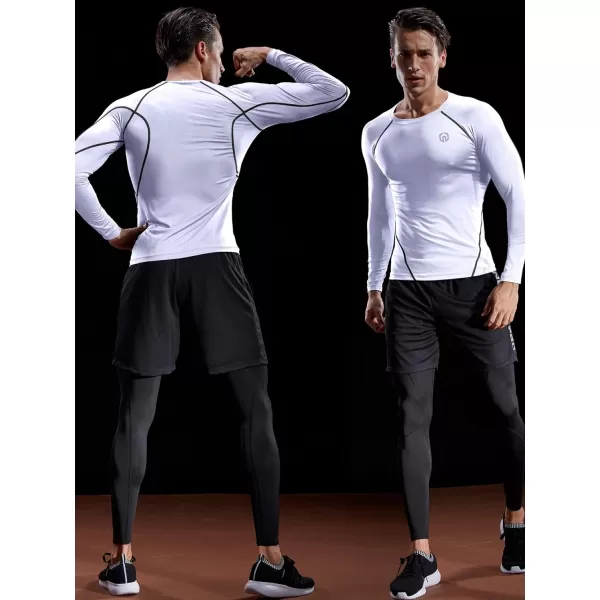 NELEUS Mens 3 Pack Dry Fit Long Sleeve Compression Shirts Workout Running Shirts5035 BlackGreyWhite3 Pack