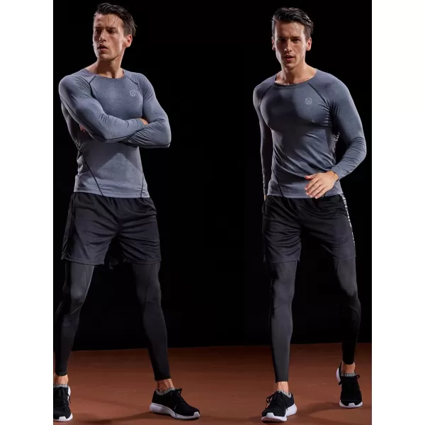 NELEUS Mens 3 Pack Dry Fit Long Sleeve Compression Shirts Workout Running Shirts5035 BlackGreyWhite3 Pack