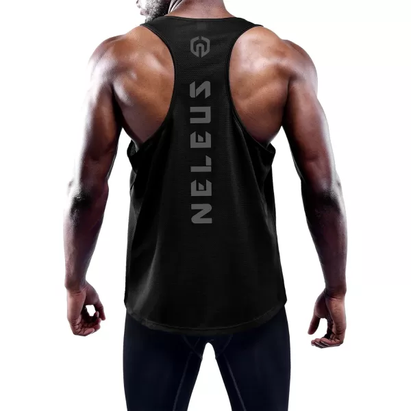 NELEUS Mens 3 Pack Dry Fit YBack Muscle Tank Top5031 3 Pack BlackBlackBlack