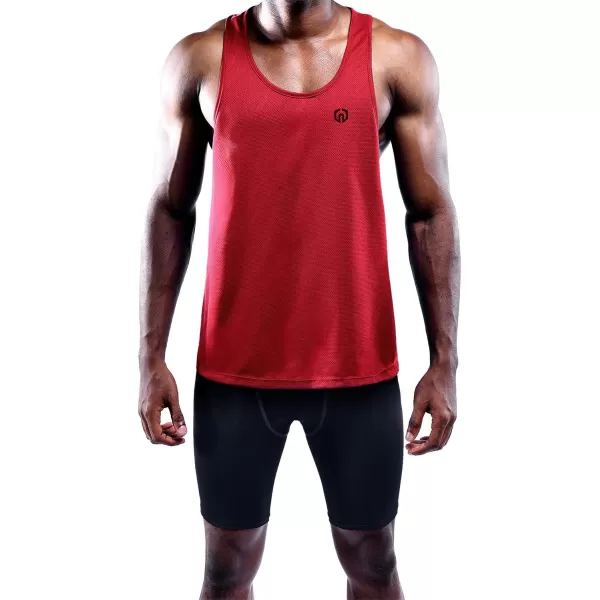 NELEUS Mens 3 Pack Dry Fit YBack Muscle Tank Top5031 3 Pack Blackgreyred