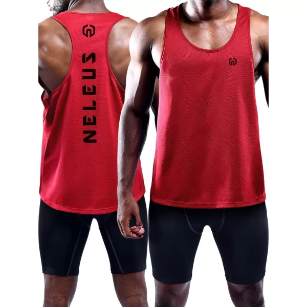NELEUS Mens 3 Pack Dry Fit YBack Muscle Tank Top5031 3 Pack Blueredyellow
