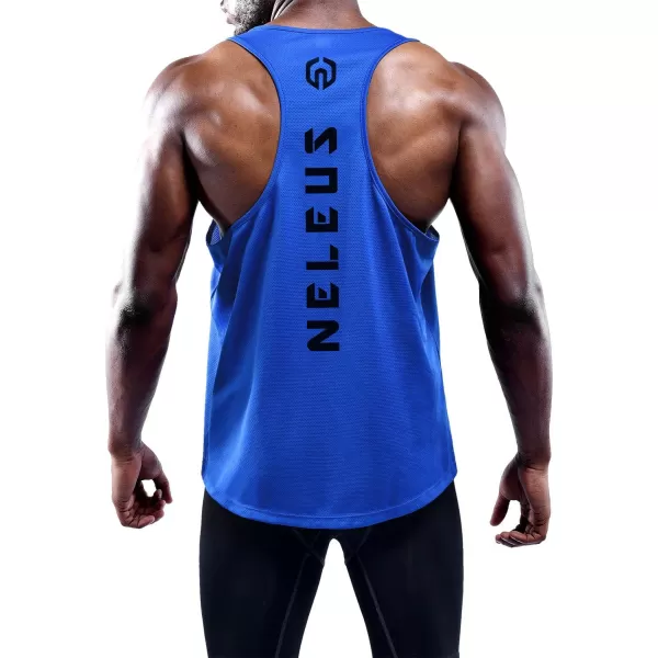 NELEUS Mens 3 Pack Dry Fit YBack Muscle Tank Top5031 3 Pack Blueredyellow