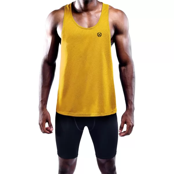 NELEUS Mens 3 Pack Dry Fit YBack Muscle Tank Top5031 3 Pack Redyellownavy