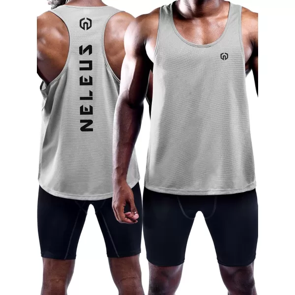 NELEUS Mens 3 Pack Dry Fit YBack Muscle Tank TopBlackGreyOlivegreen