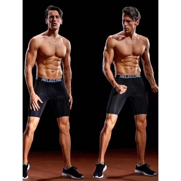 NELEUS Mens 3 Pack Performance Compression Shorts6028 3 Pack Black