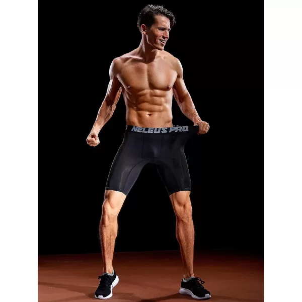 NELEUS Mens 3 Pack Performance Compression Shorts6028 3 Pack Black