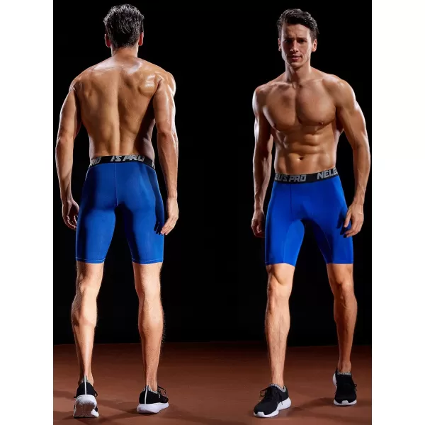 NELEUS Mens 3 Pack Performance Compression Shorts6028 3 Pack Blackgreyblue