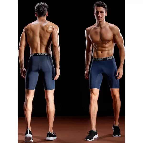 NELEUS Mens 3 Pack Performance Compression Shorts6028 3 Pack Blackgreynavy Blue