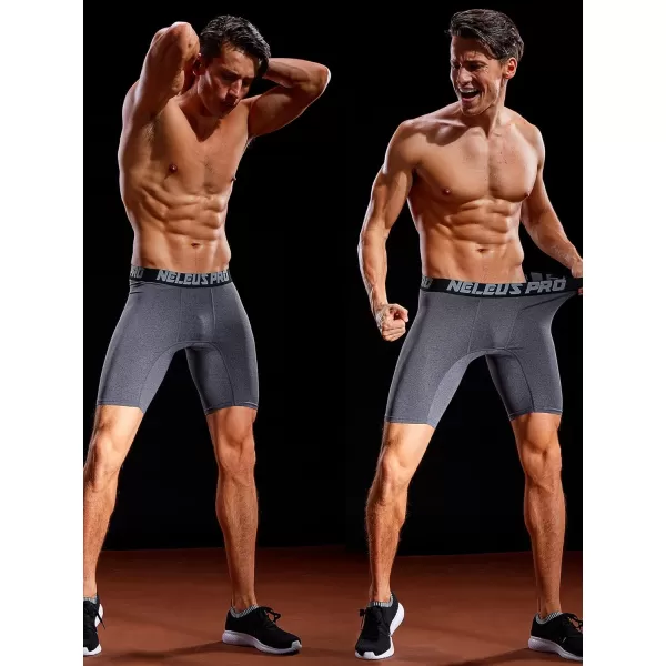 NELEUS Mens 3 Pack Performance Compression Shorts6028 3 Pack Blackgreynavy Blue