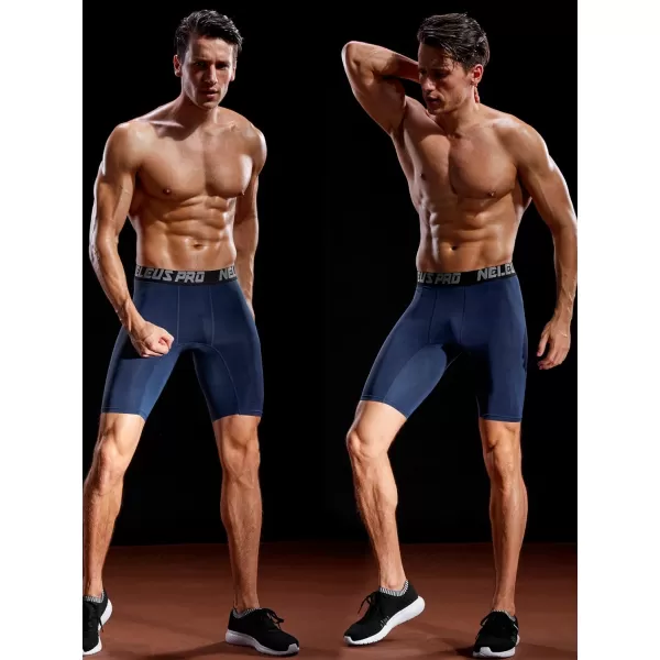 NELEUS Mens 3 Pack Performance Compression Shorts6028 NavyBlueRed3 Pack