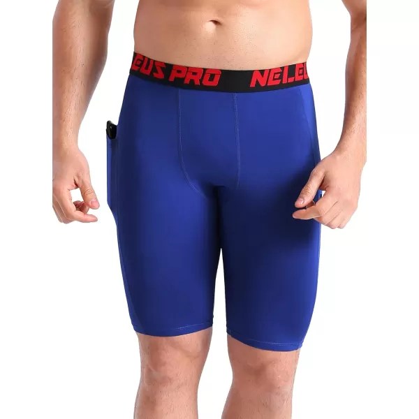 NELEUS Mens 3 Pack Running Compression Shorts with Pockets6064 BlackBlueRed3 Pack