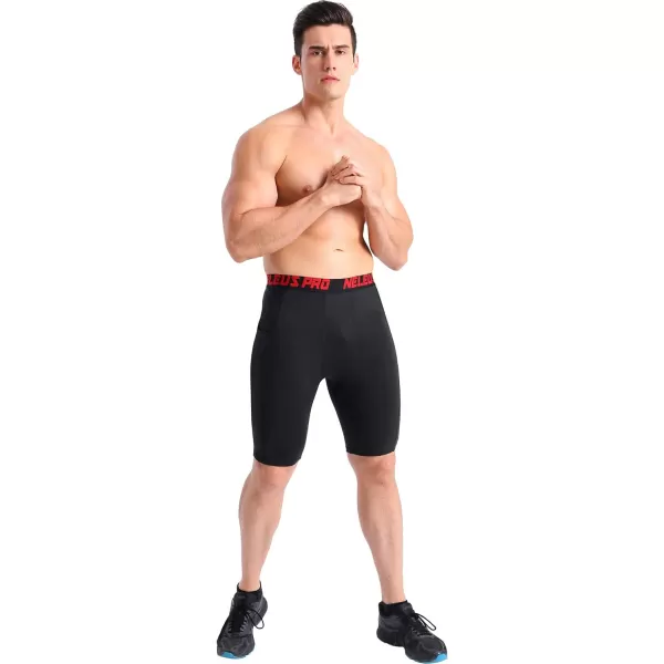 NELEUS Mens 3 Pack Running Compression Shorts with Pockets6064 BlackGreyNavy Blue3 Pack