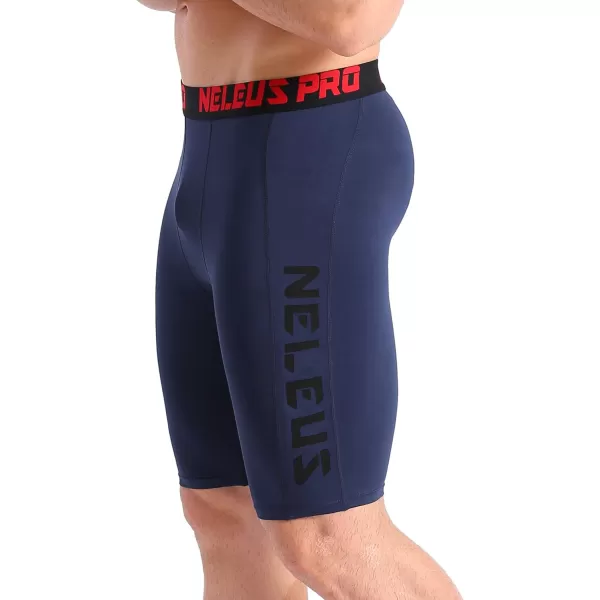 NELEUS Mens 3 Pack Running Compression Shorts with Pockets6064 BlackGreyNavy Blue3 Pack