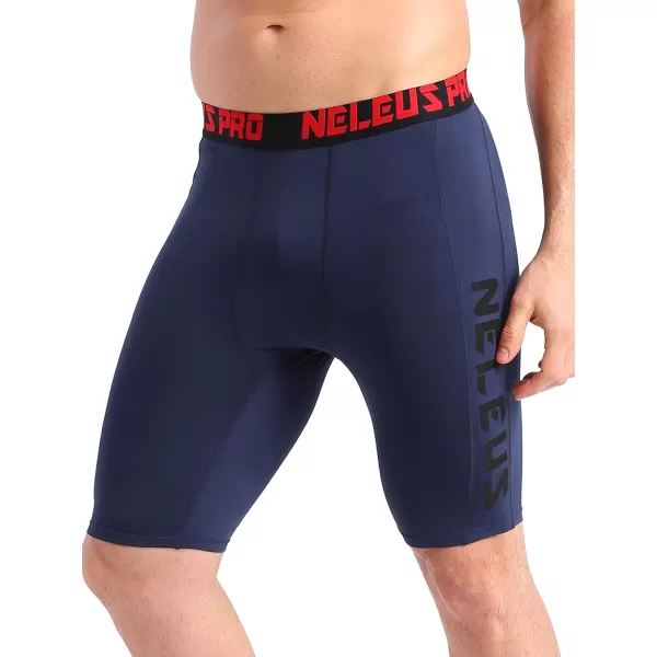 NELEUS Mens 3 Pack Running Compression Shorts with Pockets6064 BlackGreyNavy Blue3 Pack