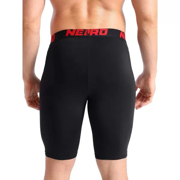NELEUS Mens 3 Pack Running Compression Shorts with Pockets6064 BlackGreyRed3 Pack