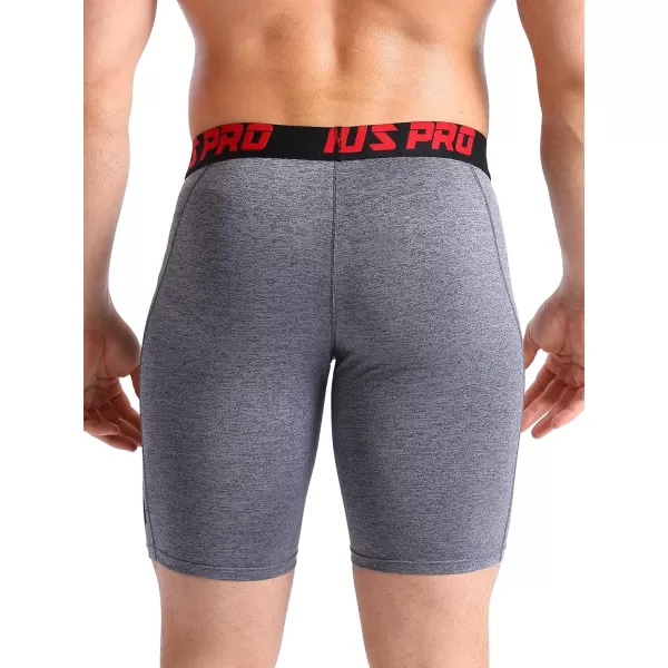 NELEUS Mens 3 Pack Running Compression Shorts with Pockets6064 BlackGreyWhite3 Pack