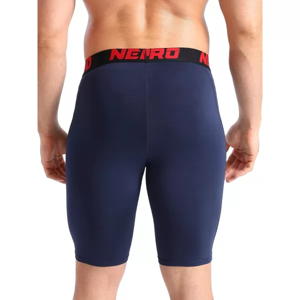 NELEUS Mens 3 Pack Running Compression Shorts with Pockets6064 BlueNavyRed3 Pack