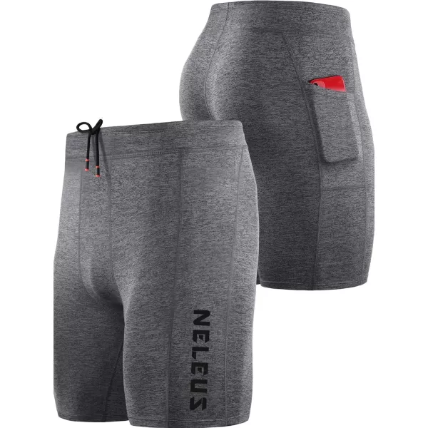 NELEUS Mens 3 Pack Running Compression Shorts with Pockets6072 BlackGreyBlue3 Pack