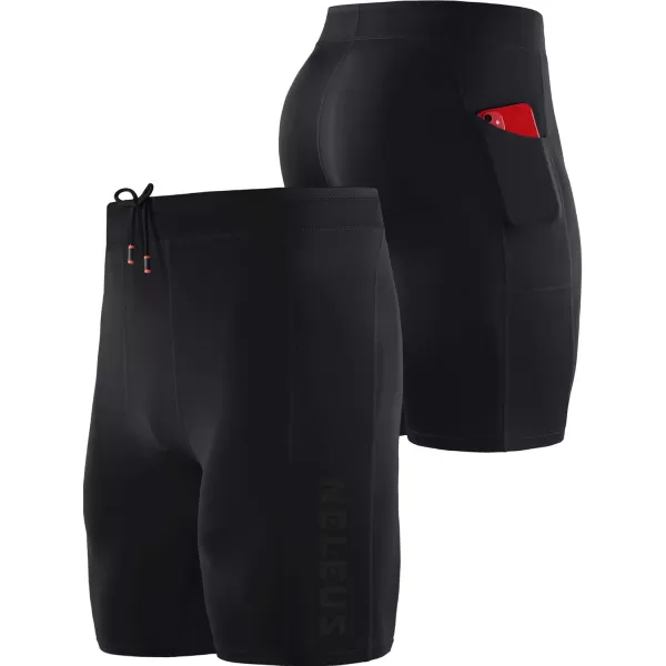 NELEUS Mens 3 Pack Running Compression Shorts with Pockets6072 BlackGreyBlue3 Pack