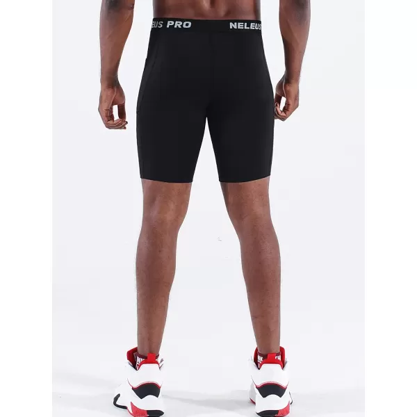 NELEUS Mens 3 Pack Running Compression Shorts with Pockets6082 BlackBlackBlack3 Pack