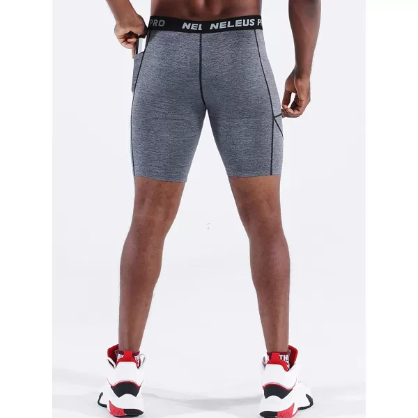 NELEUS Mens 3 Pack Running Compression Shorts with Pockets6082 BlackGreyRed3 Pack