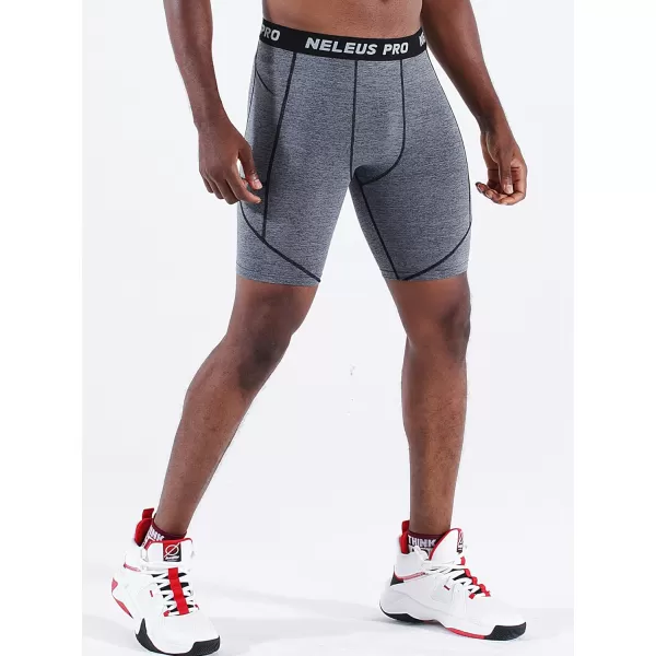 NELEUS Mens 3 Pack Running Compression Shorts with Pockets6082 BlackGreyRed3 Pack