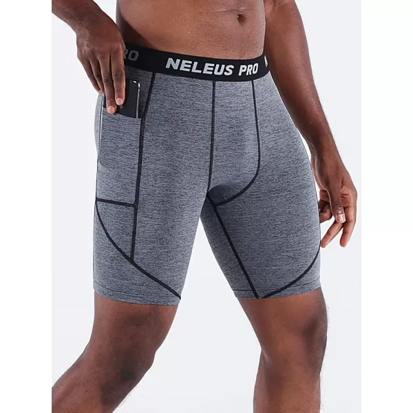 NELEUS Mens 3 Pack Running Compression Shorts with Pockets6082 BlackGreyWhite3 Pack