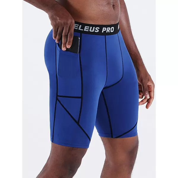 NELEUS Mens 3 Pack Running Compression Shorts with Pockets6082 RedNavyBlue3 Pack