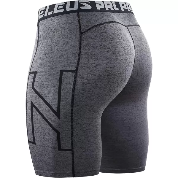 NELEUS Mens 3 Pack Running Compression Shorts with Pockets6087 BlackGreyWhite3 Pack