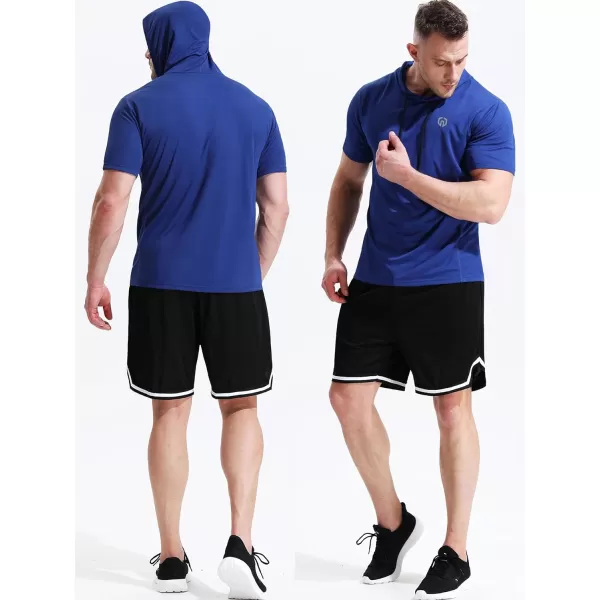 NELEUS Mens 3 Pack Running Shirt Mesh Workout Athletic Shirts with Hoods5084 2 Packolive GreenBlue