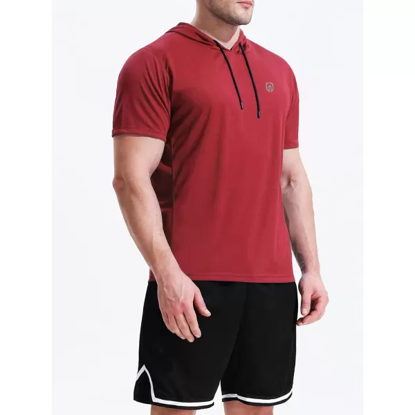 NELEUS Mens 3 Pack Running Shirt Mesh Workout Athletic Shirts with Hoods5084 2 PackredNavy Blue