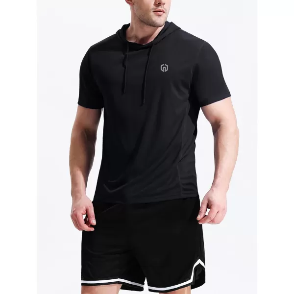 NELEUS Mens 3 Pack Running Shirt Mesh Workout Athletic Shirts with Hoods5084 BlackGreyOlive Green3 Pack
