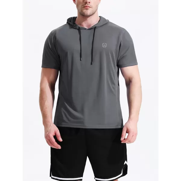 NELEUS Mens 3 Pack Running Shirt Mesh Workout Athletic Shirts with Hoods5084 BlackGreyOlive Green3 Pack